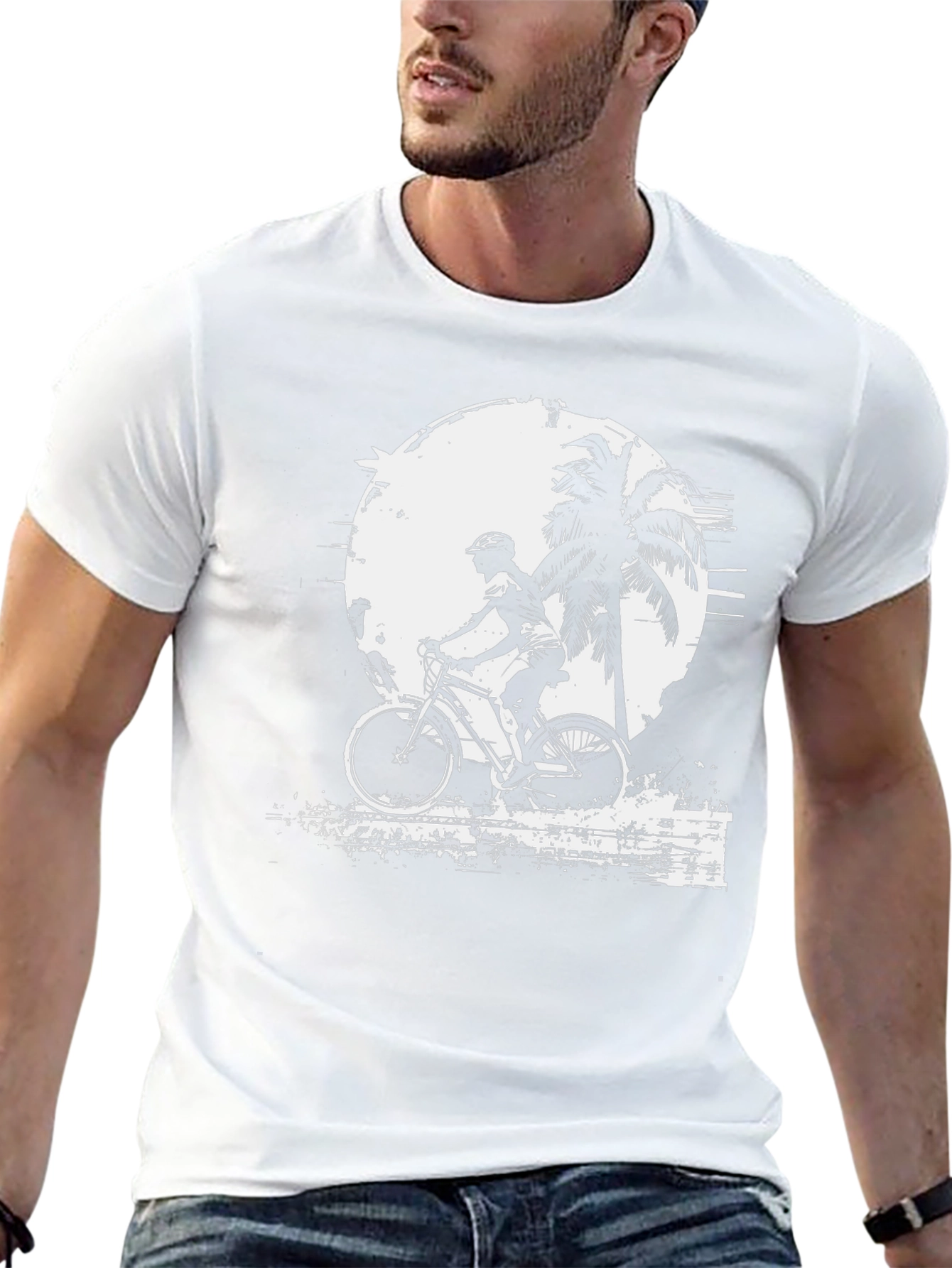 Biker Palm Tree Graphic Black T-Shirt