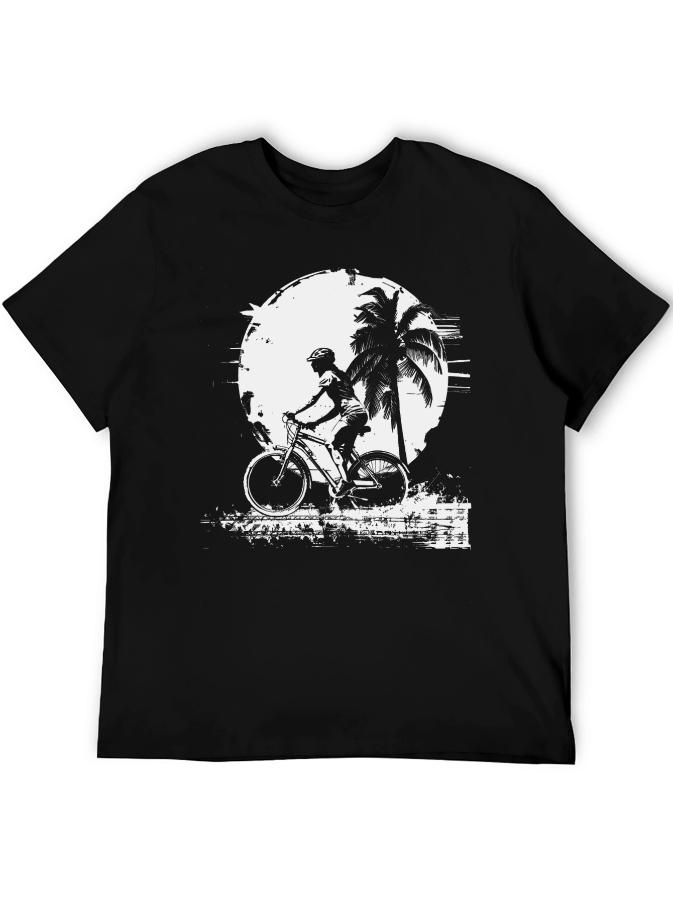 Biker Palm Tree Graphic Black T-Shirt