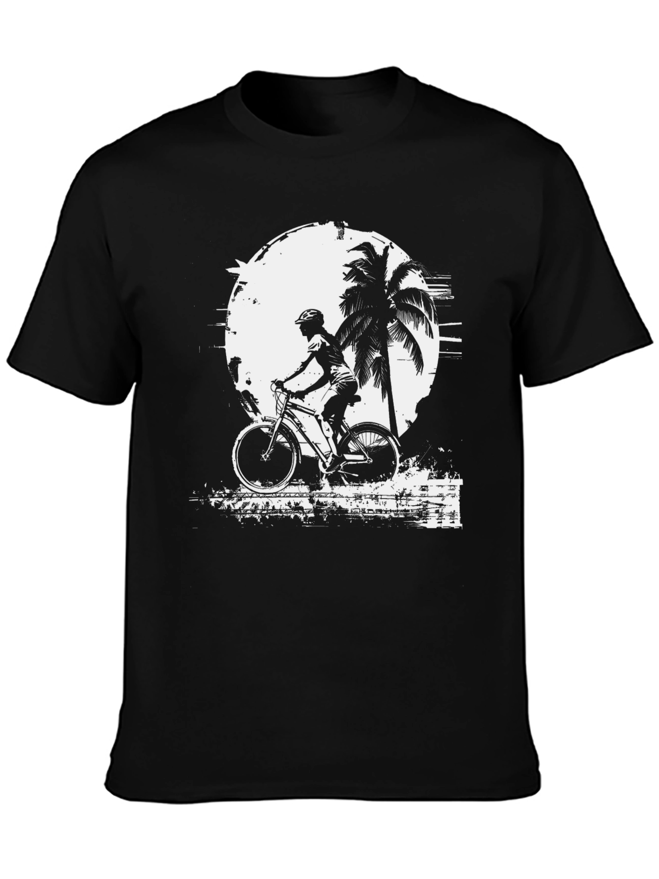 Biker Palm Tree Graphic Black T-Shirt