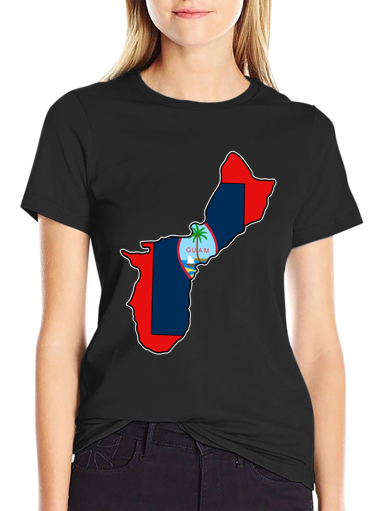 Guam Map T-Shirt Black Pride Island Souvenir