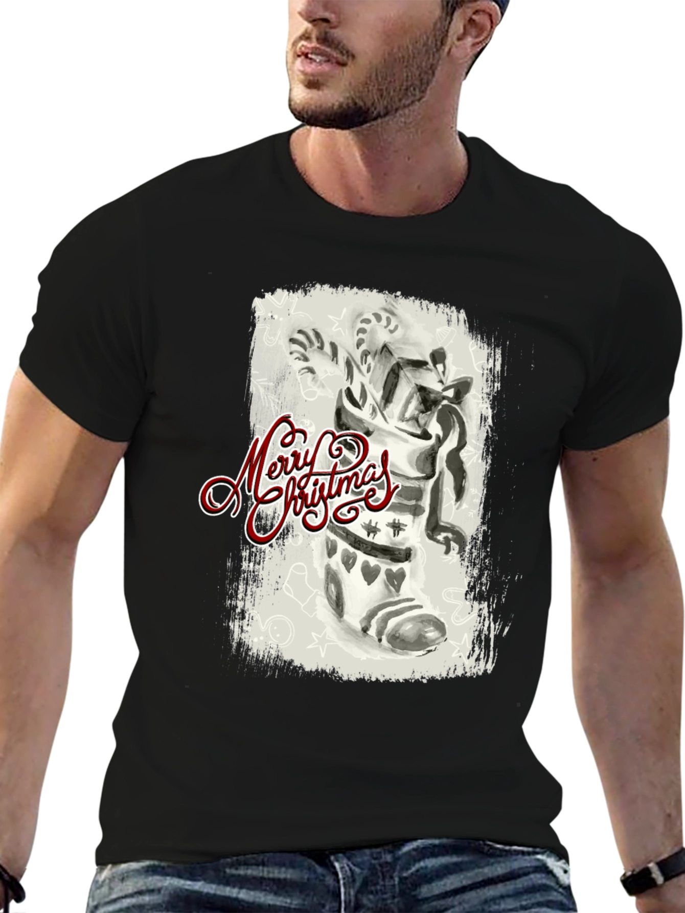 Festive Christmas Stocking Graphic Tee
