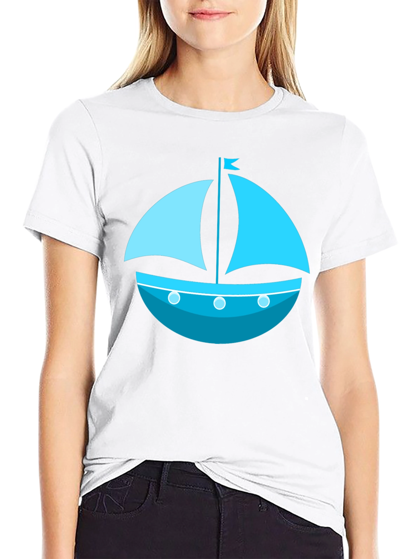 Nautical Sailboat Graphic Tee - Black Cotton Shirt