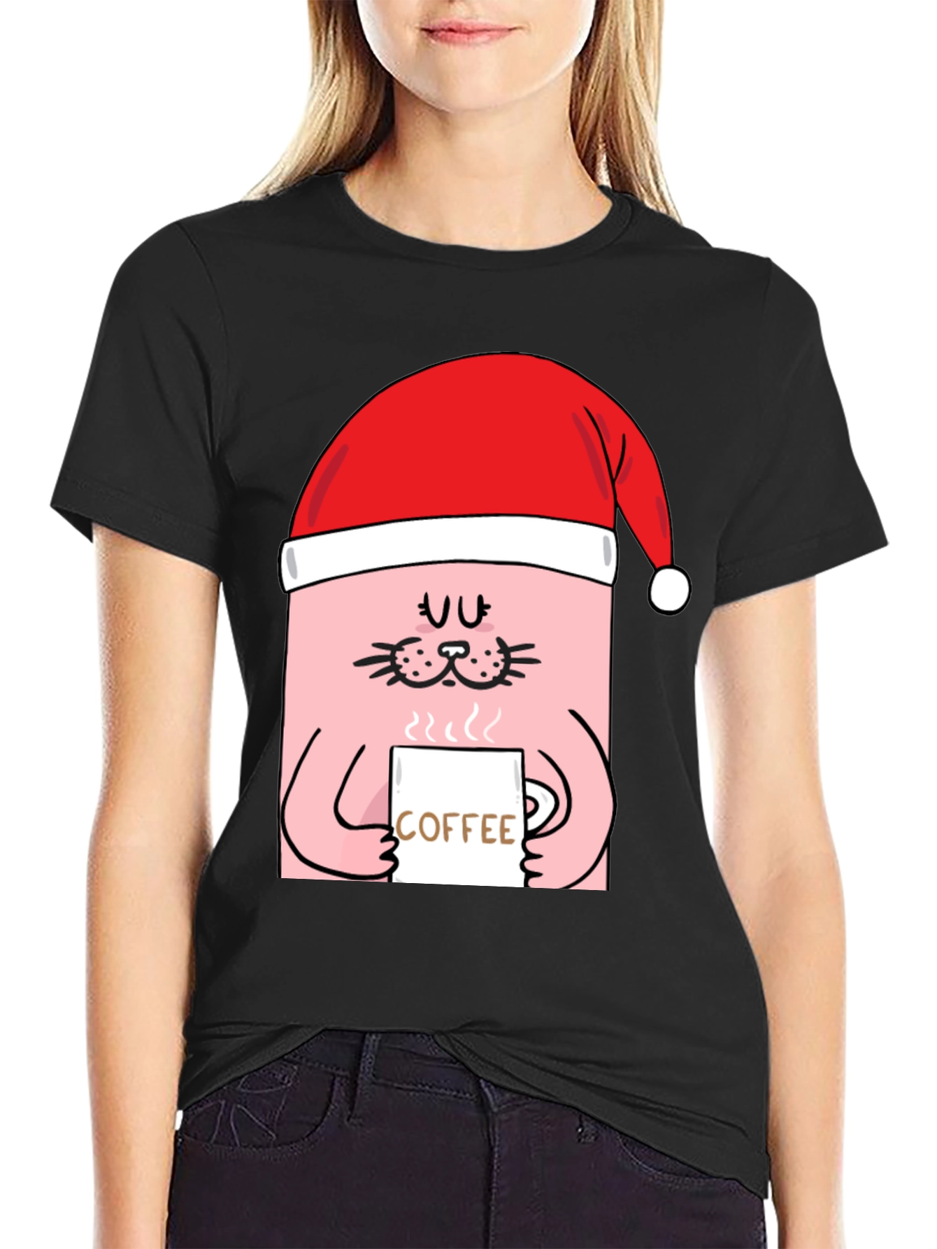 Festive Cat Coffee T-Shirt