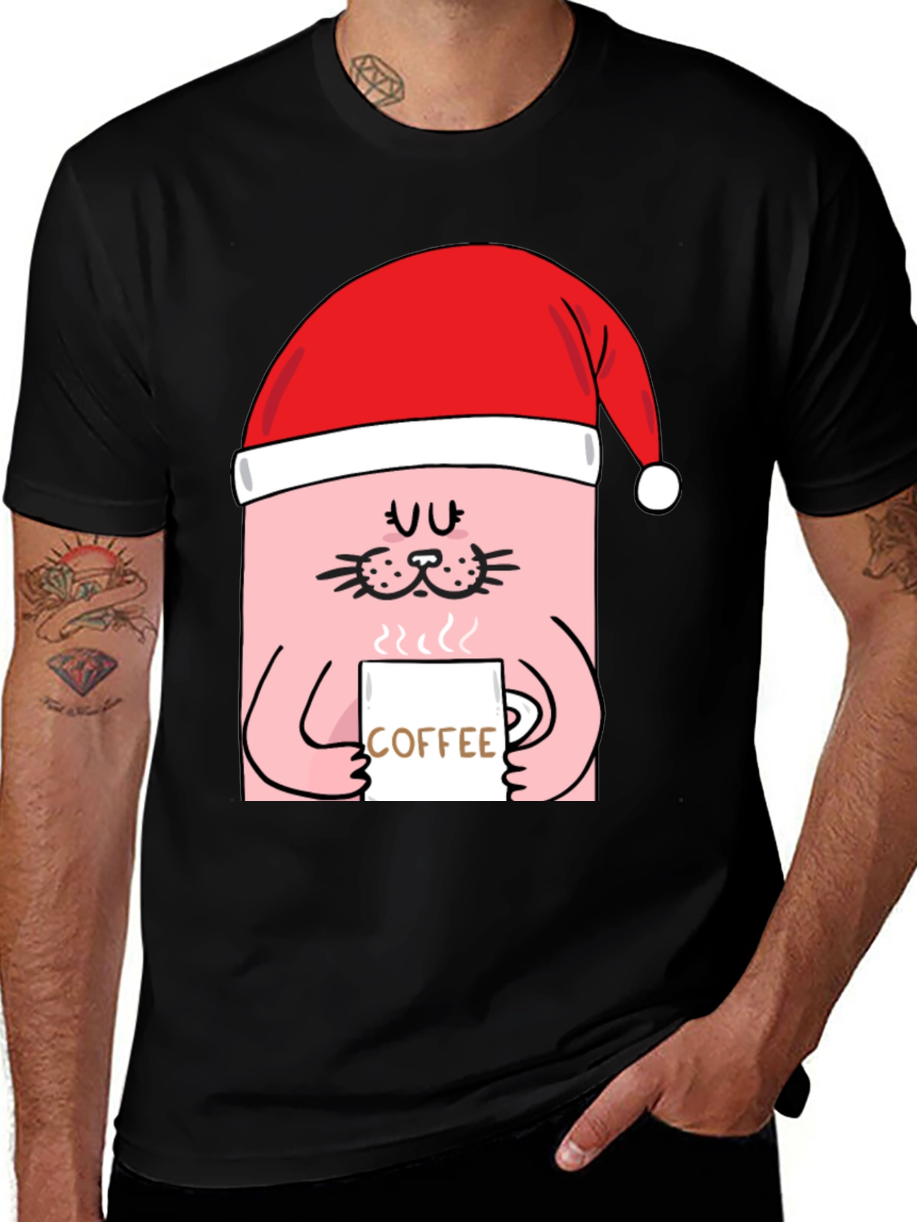 Festive Cat Coffee T-Shirt