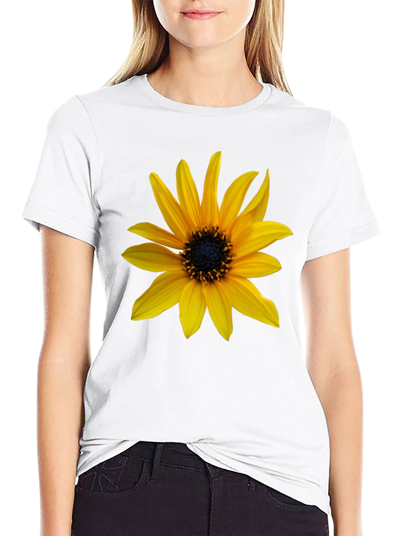 Sunflower Graphic Tee - Black Cotton Blend