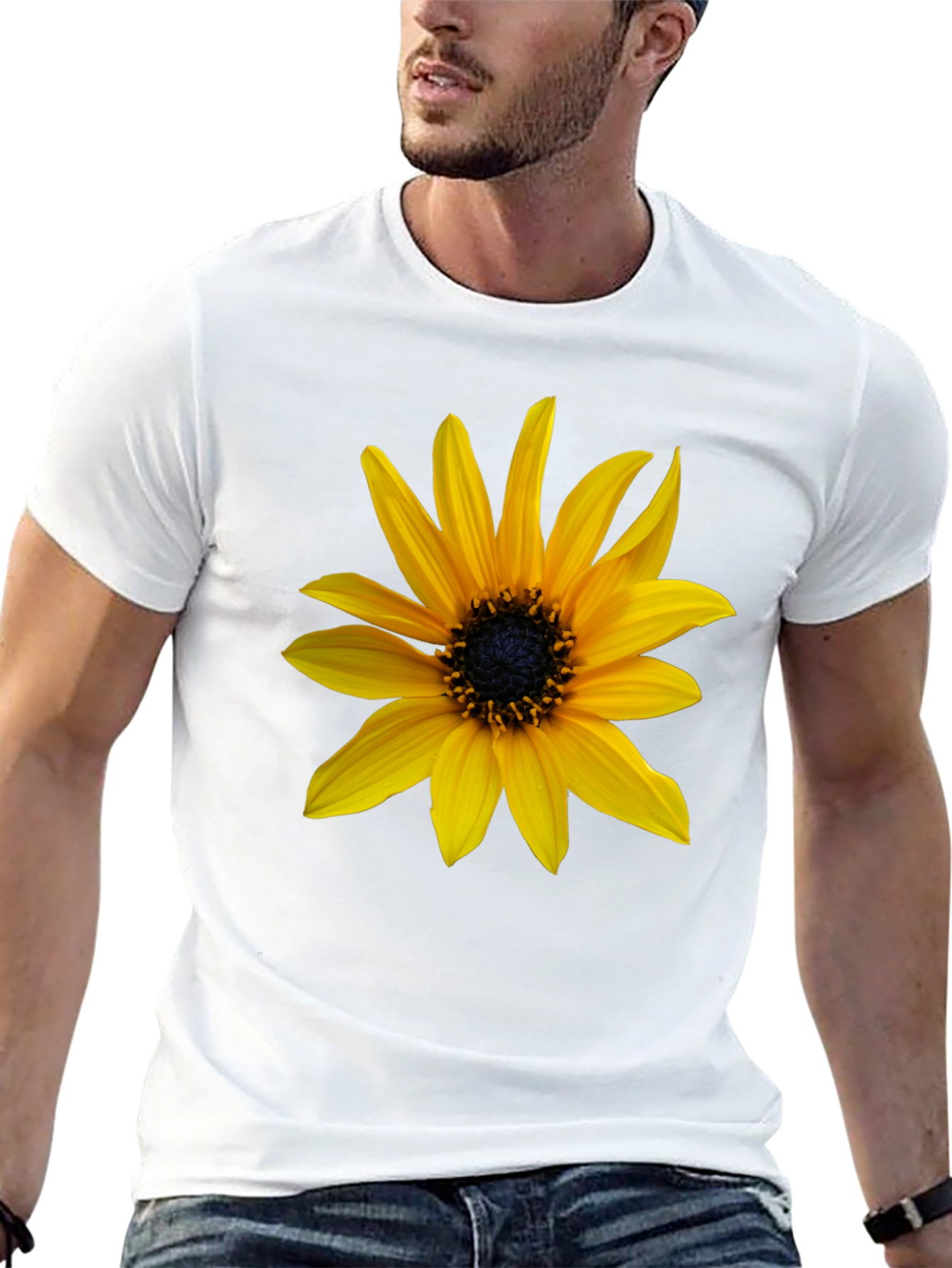 Sunflower Graphic Tee - Black Cotton Blend