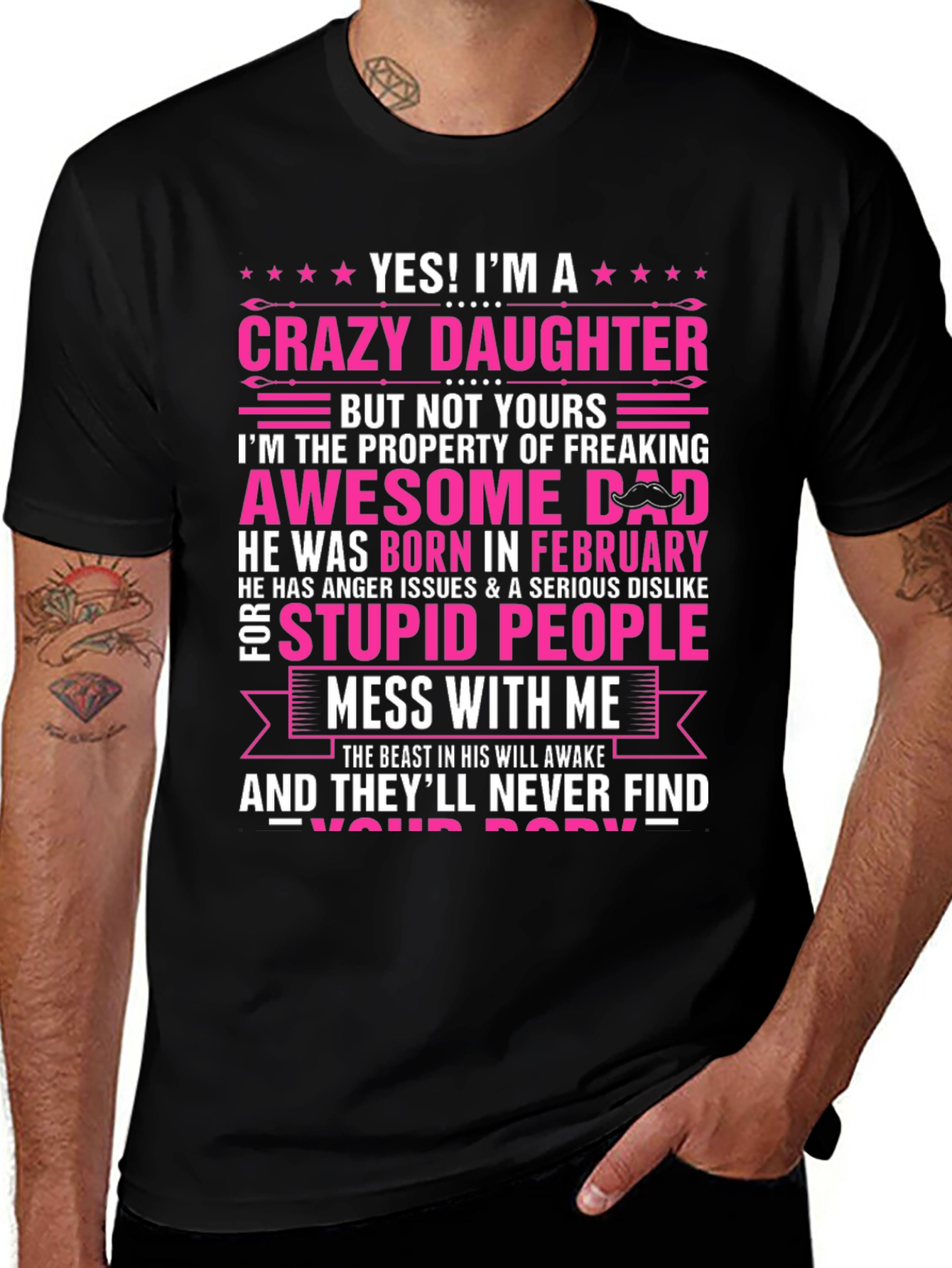 Crazy Daughter Awesome Dad Graphic T-Shirt