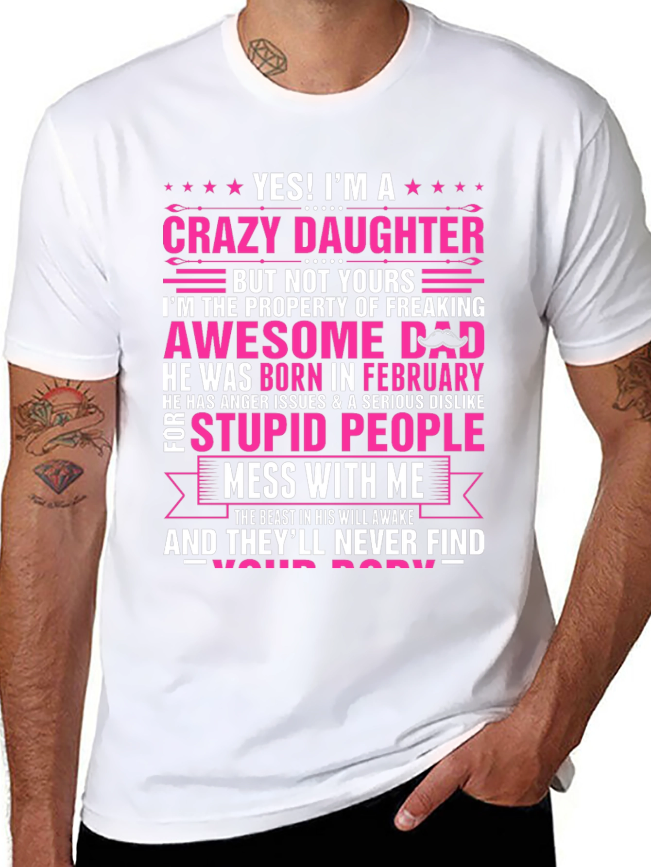 Crazy Daughter Awesome Dad Graphic T-Shirt