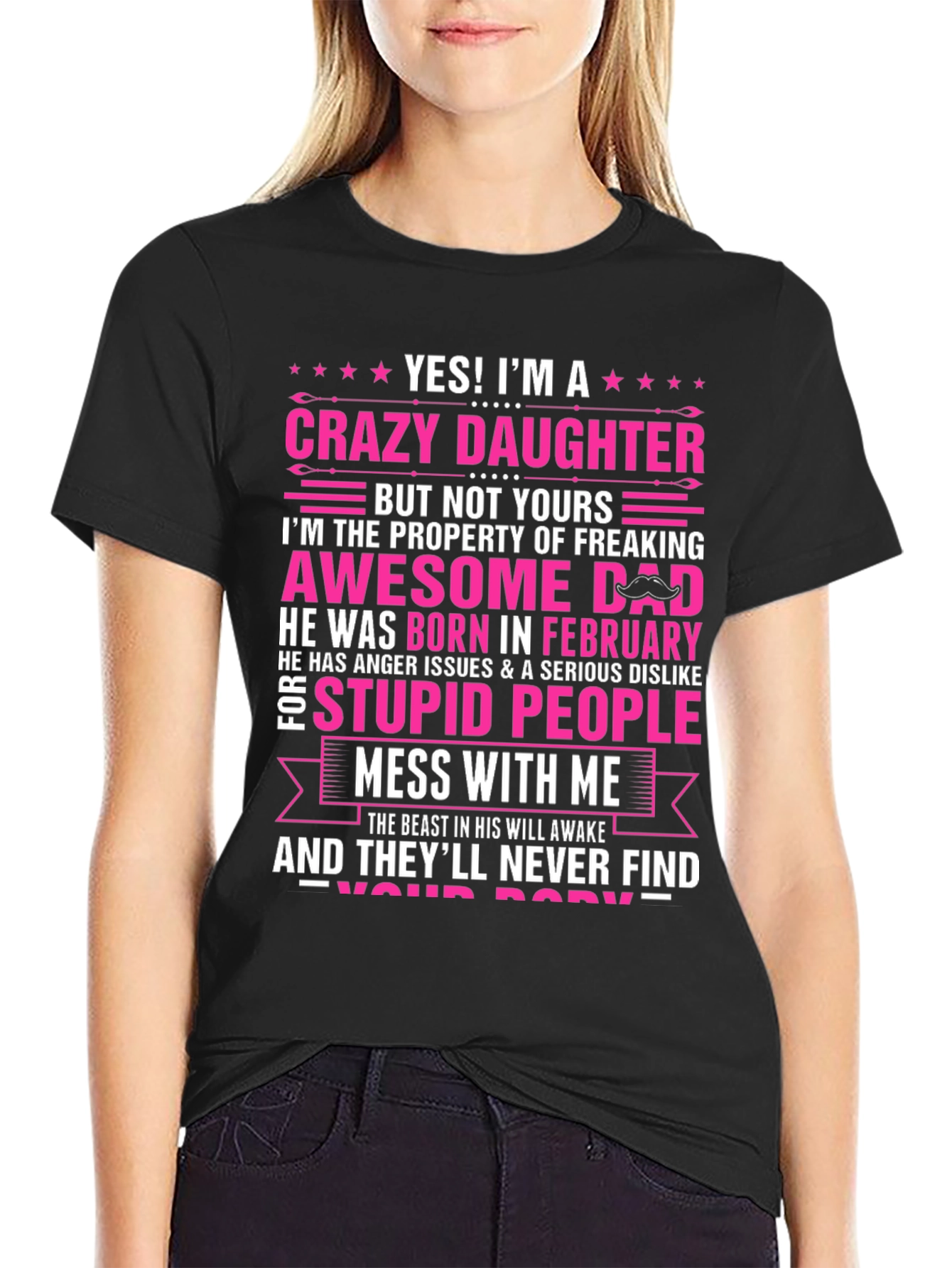 Crazy Daughter Awesome Dad Graphic T-Shirt