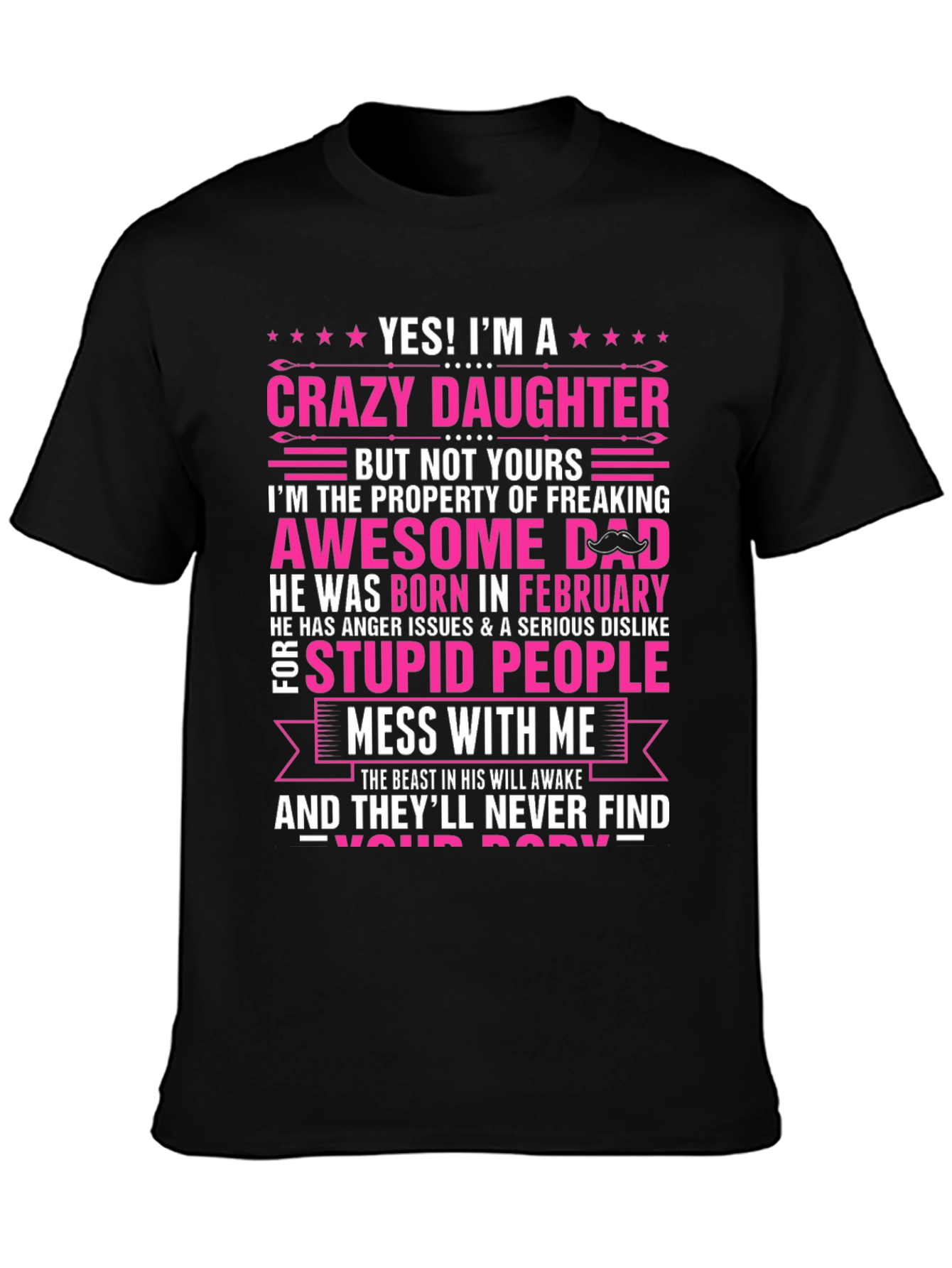 Crazy Daughter Awesome Dad Graphic T-Shirt