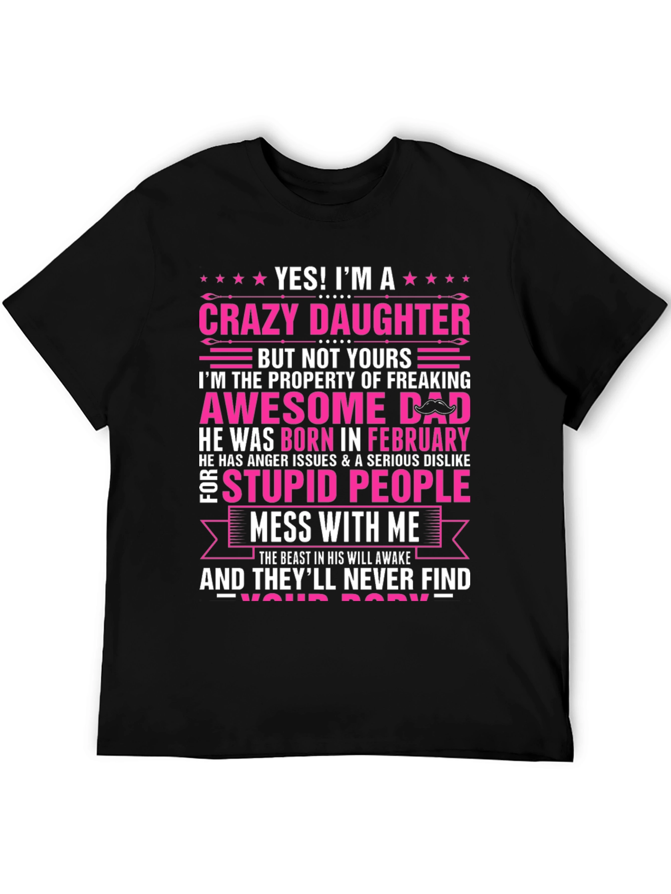 Crazy Daughter Awesome Dad Graphic T-Shirt
