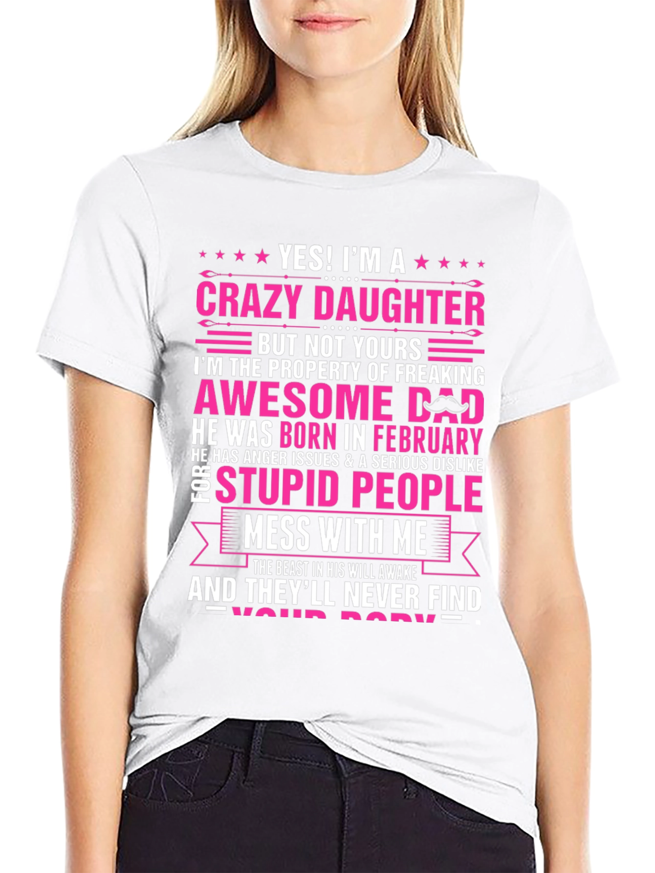 Crazy Daughter Awesome Dad Graphic T-Shirt