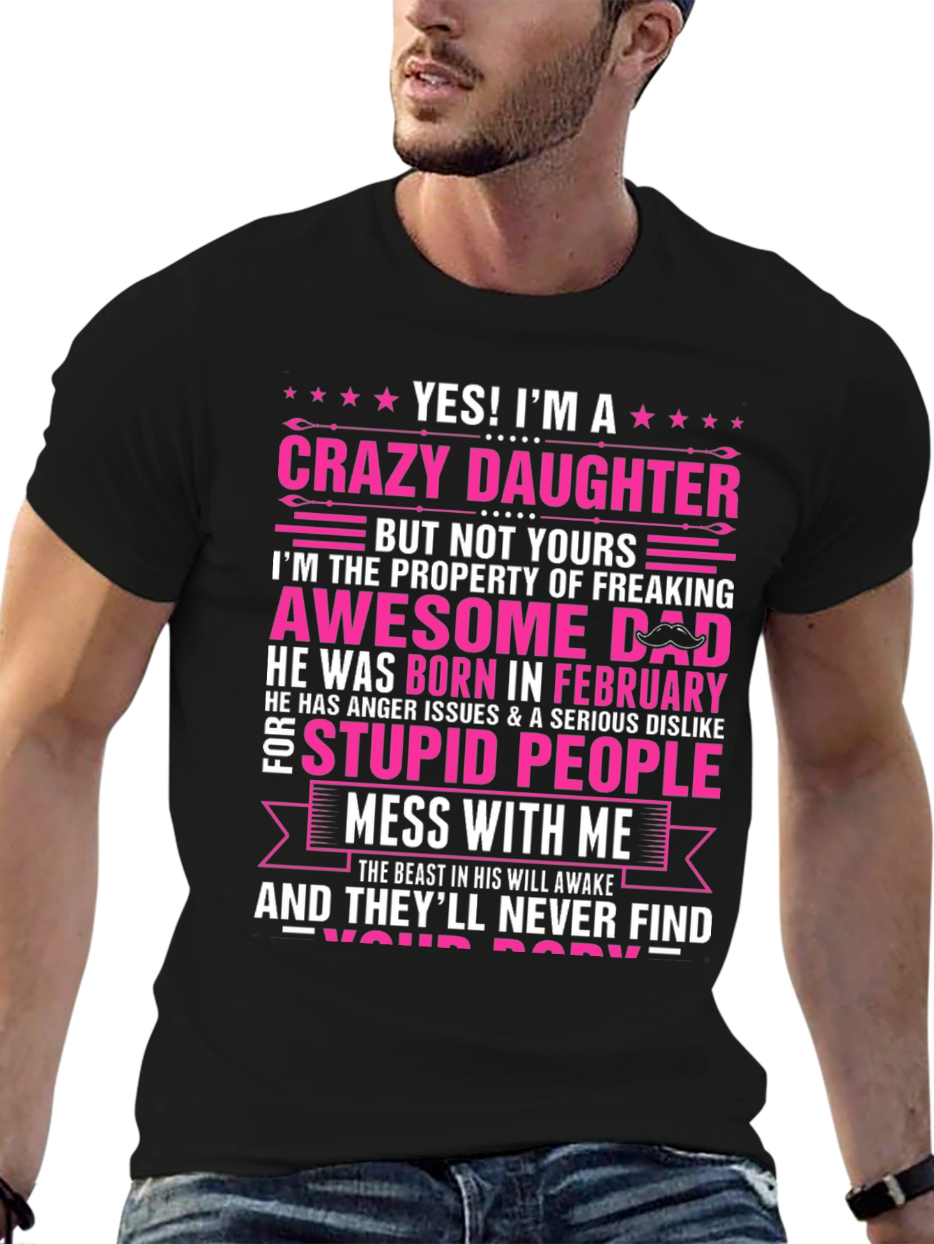 Crazy Daughter Awesome Dad Graphic T-Shirt