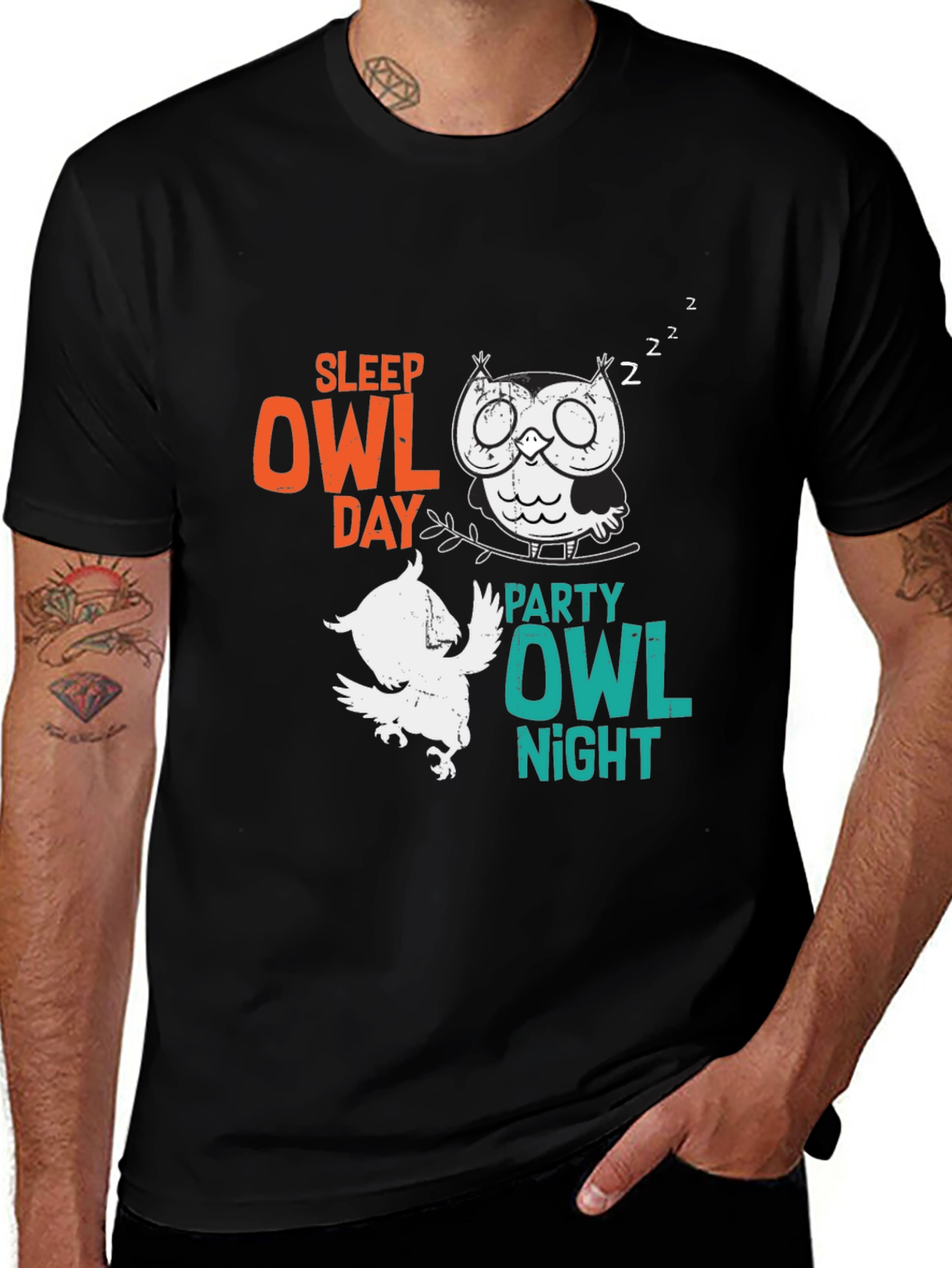Sleep Owl Day Party Owl Night Graphic T-Shirt