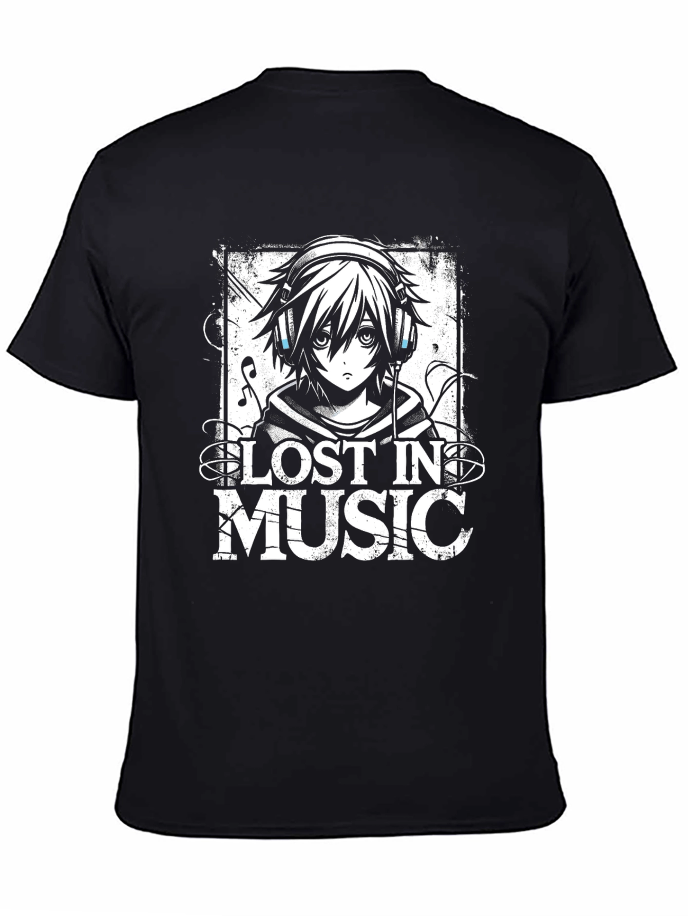 Lost in Music Anime Style Graphic T-Shirt