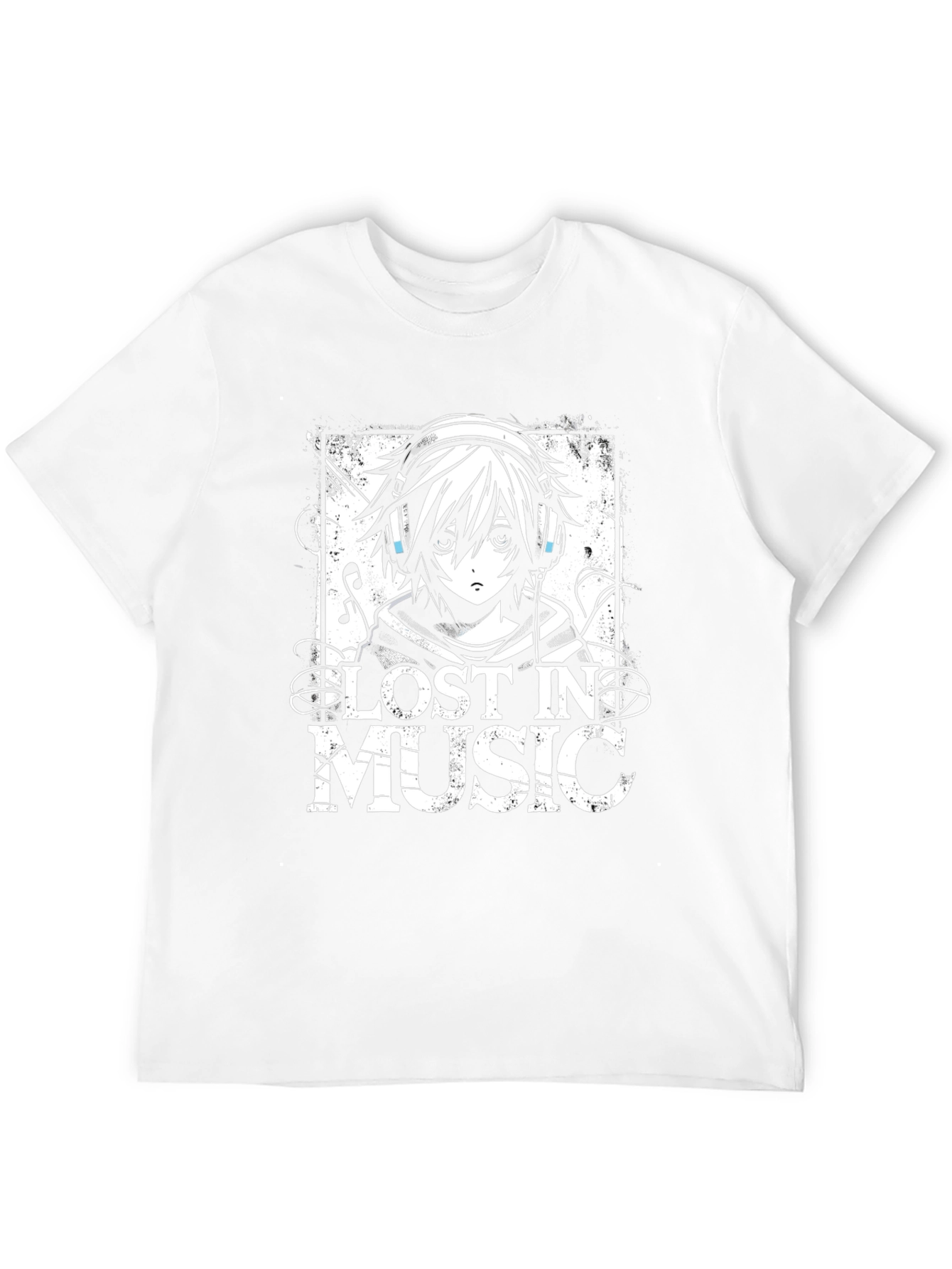Lost in Music Anime Style Graphic T-Shirt