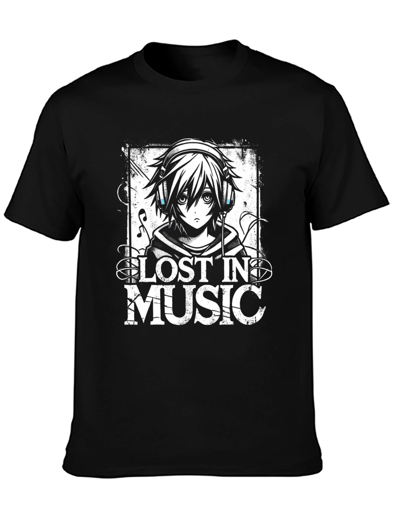 Lost in Music Anime Style Graphic T-Shirt