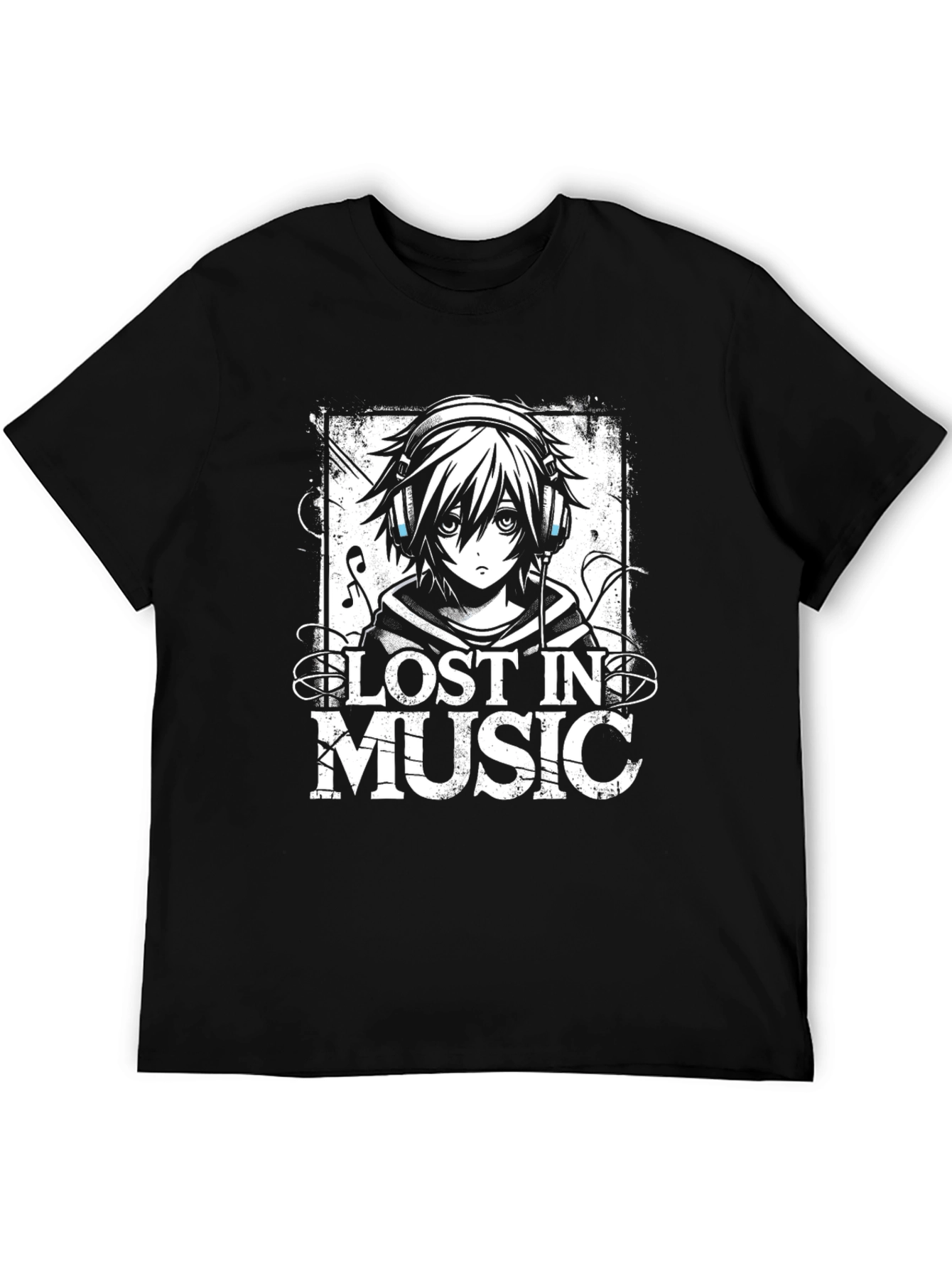 Lost in Music Anime Style Graphic T-Shirt