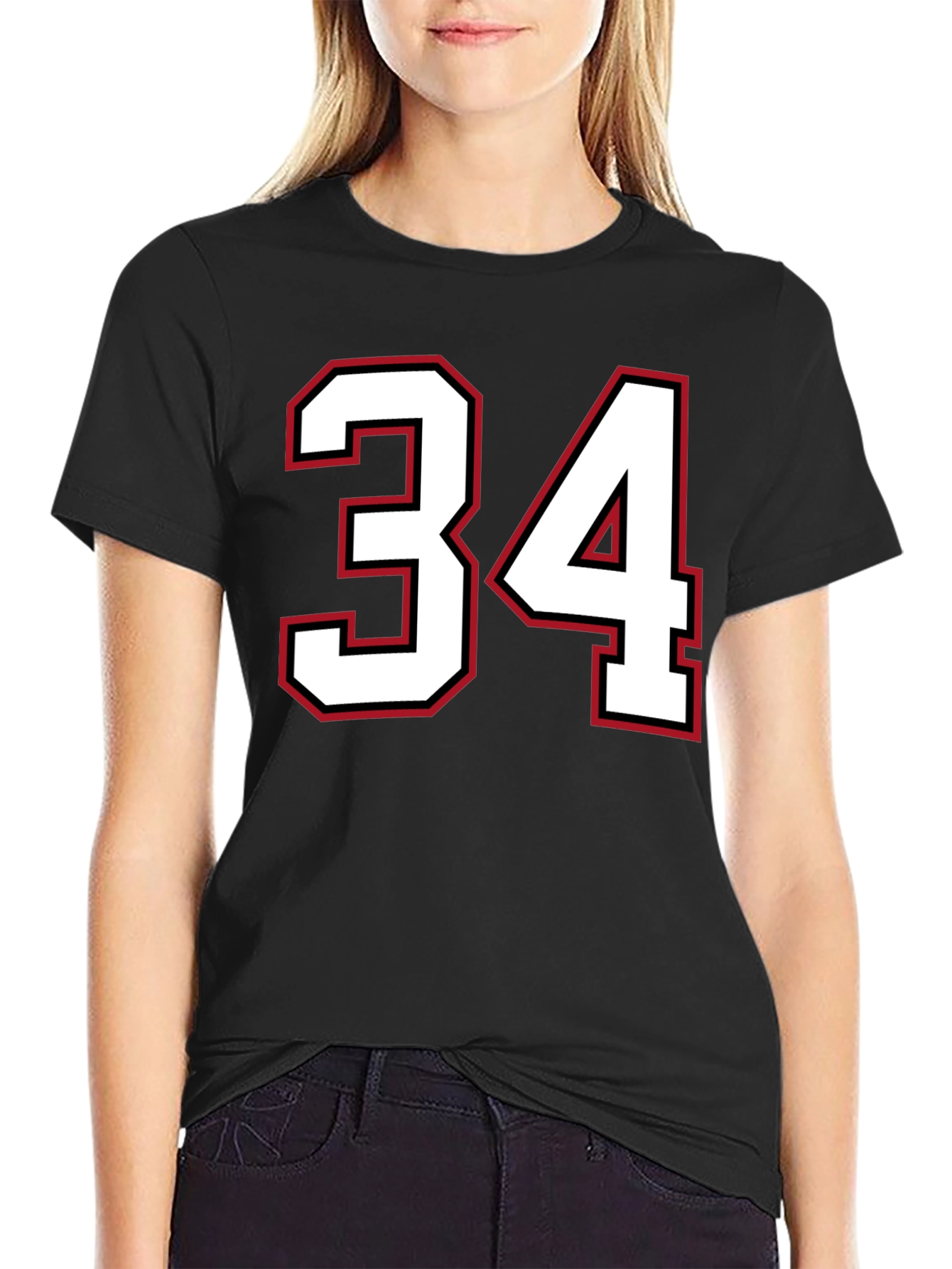 Jersey Number 34 Black T-Shirt
