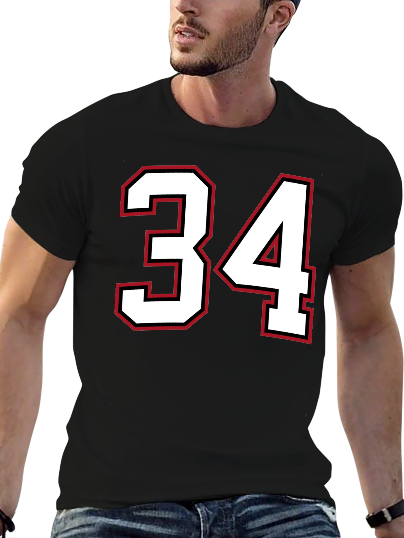 Jersey Number 34 Black T-Shirt