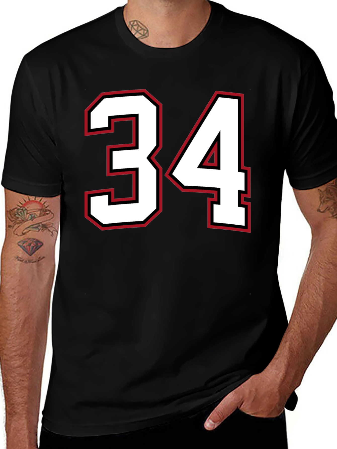 Jersey Number 34 Black T-Shirt