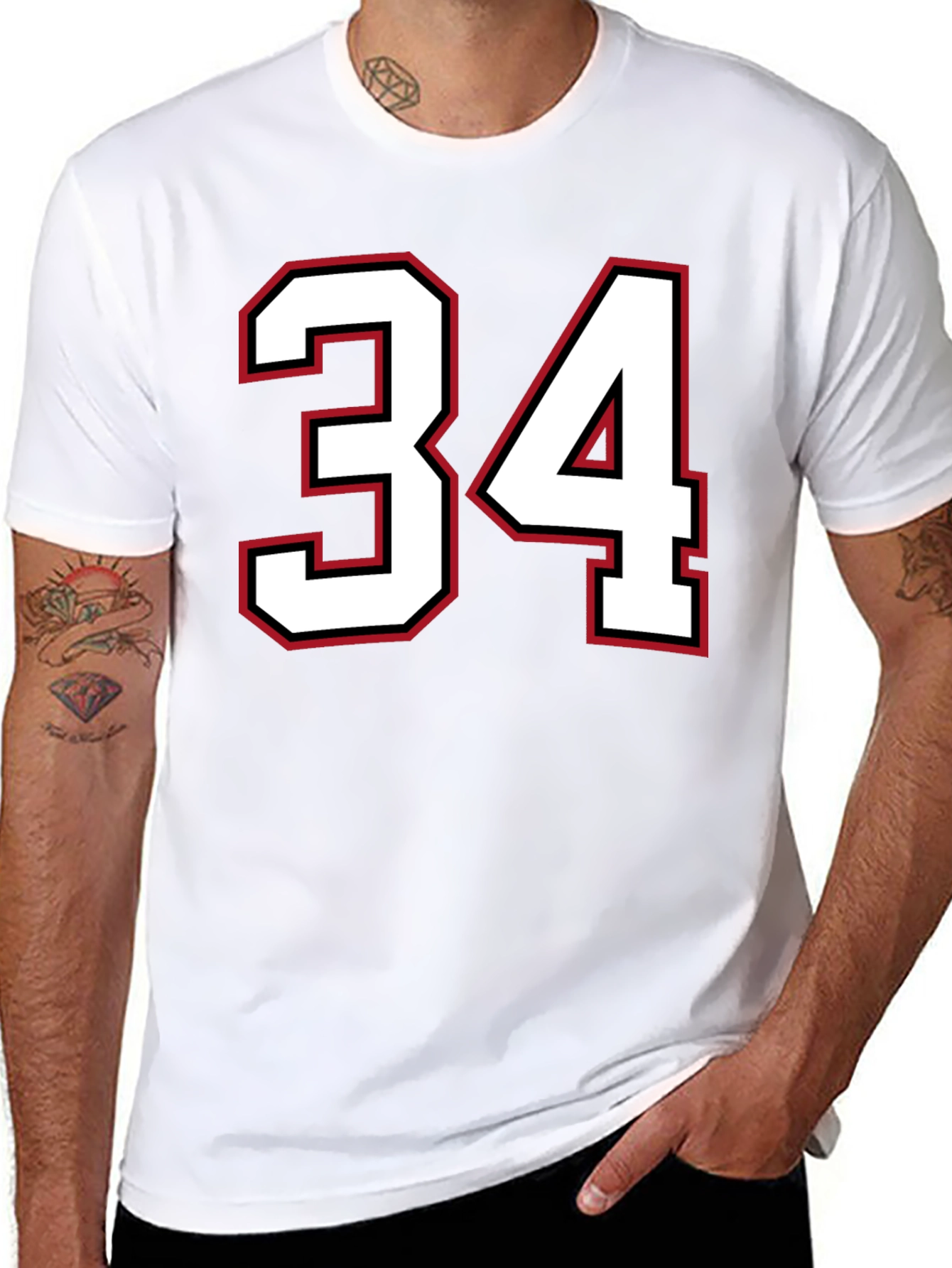 Jersey Number 34 Black T-Shirt