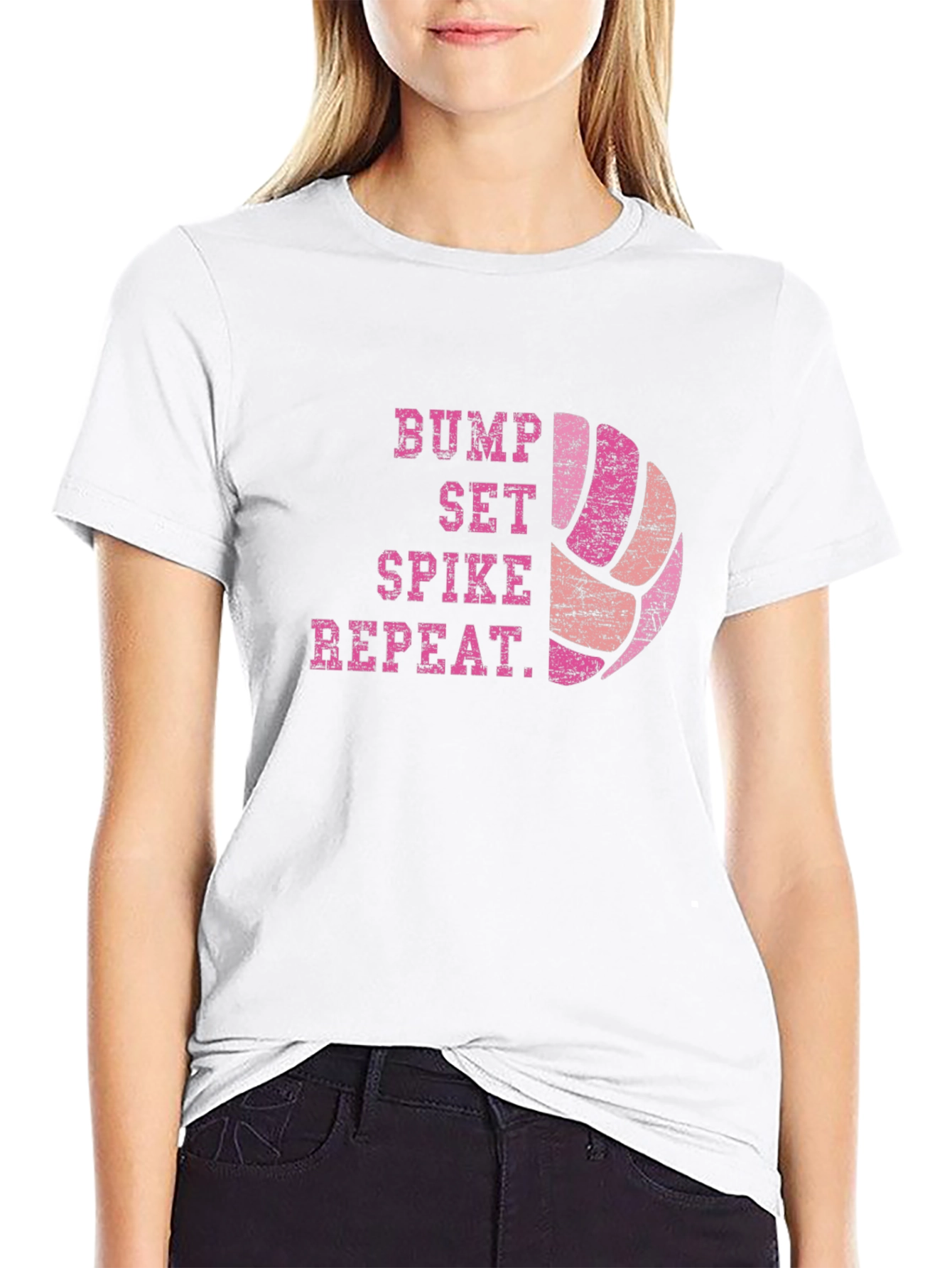 Volleyball Bump Set Spike Repeat Graphic T-Shirt