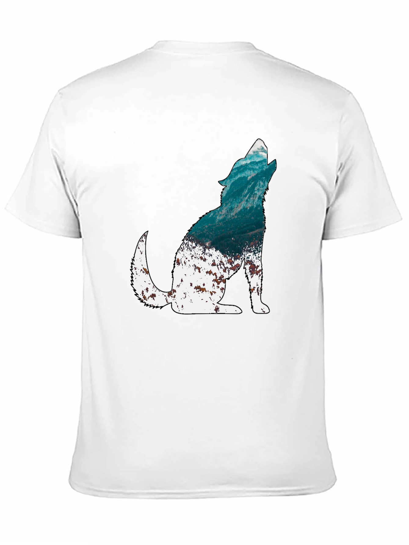 Wolf Silhouette Graphic Print Mens Black T-Shirt