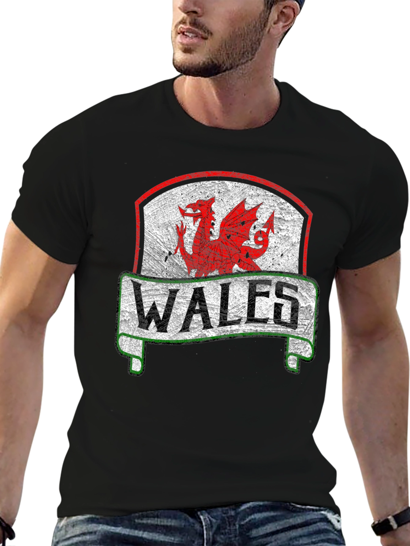 Wales Dragon Crest Black T-Shirt
