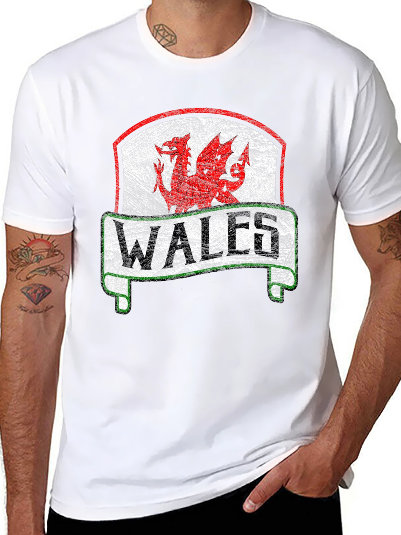 Wales Dragon Crest Black T-Shirt