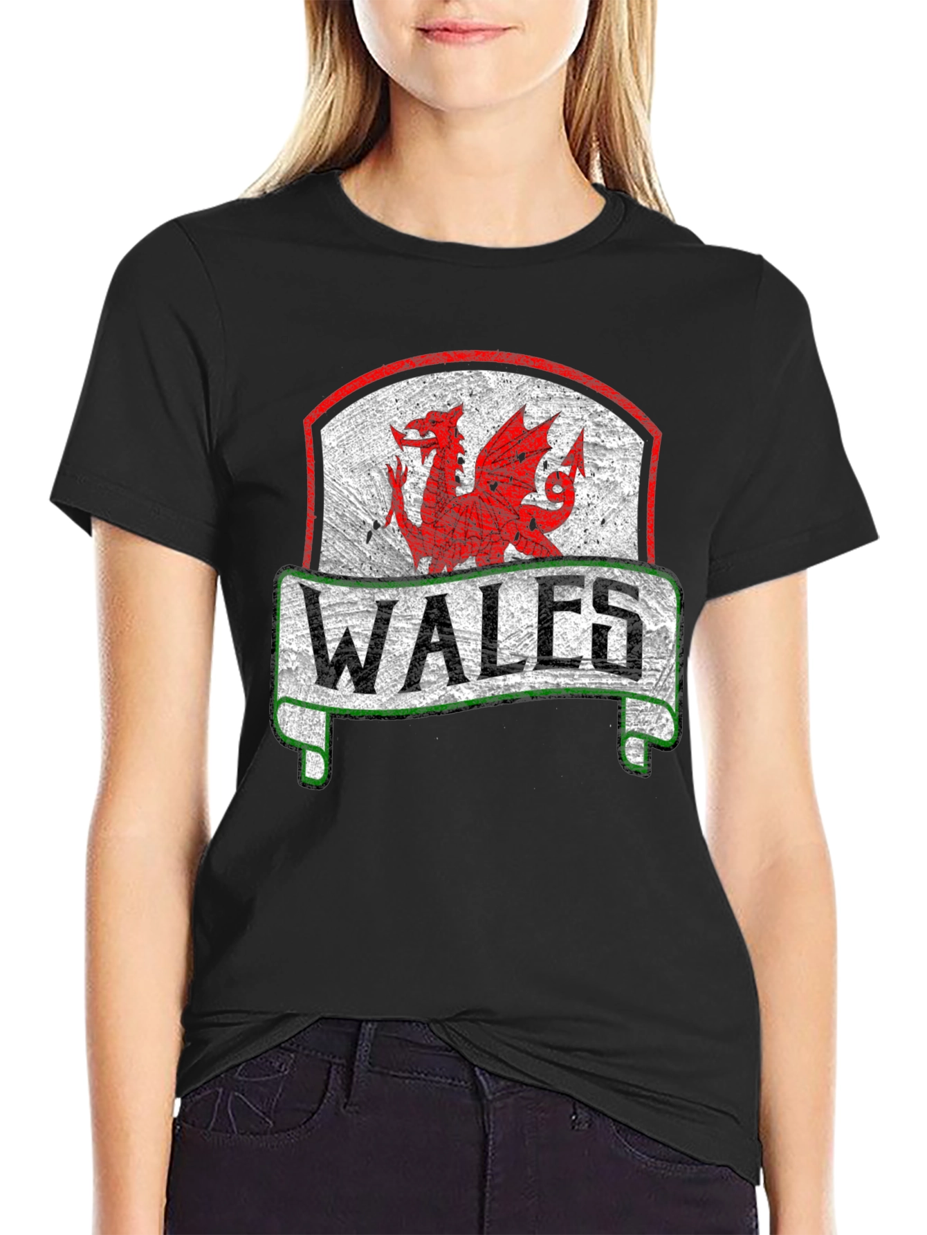 Wales Dragon Crest Black T-Shirt