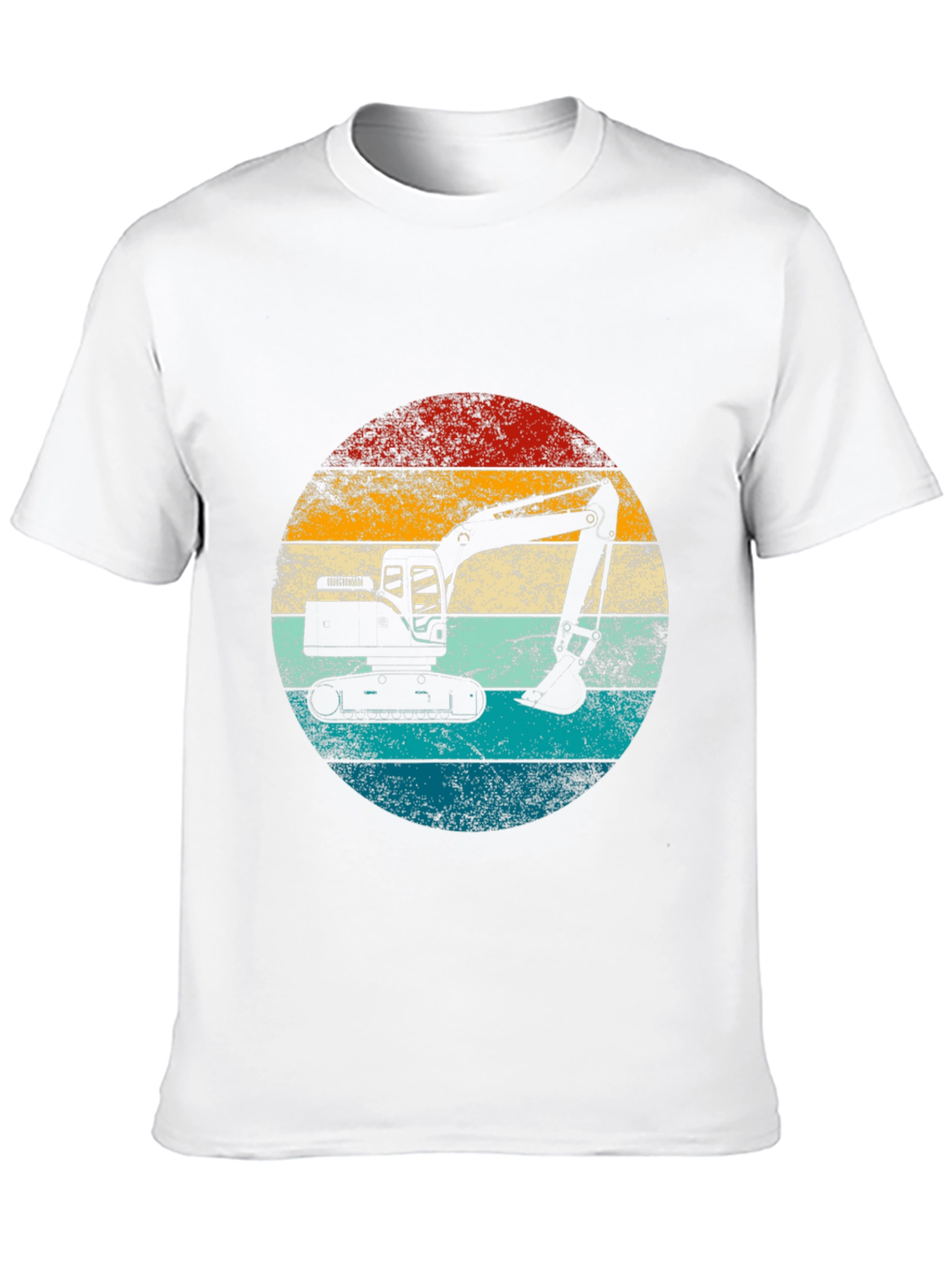 Excavator Retro Sunset Graphic Tee