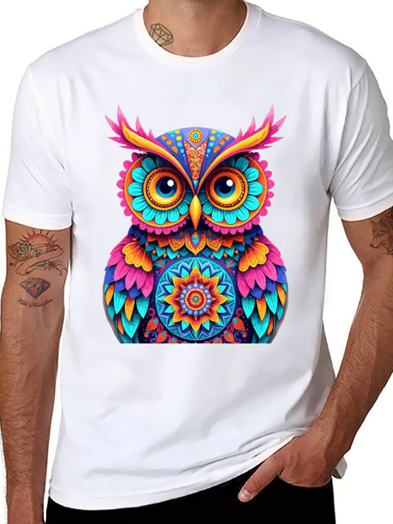 Colorful Owl Graphic T-Shirt
