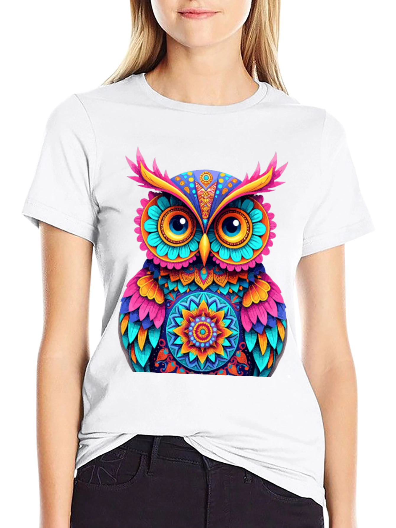 Colorful Owl Graphic T-Shirt