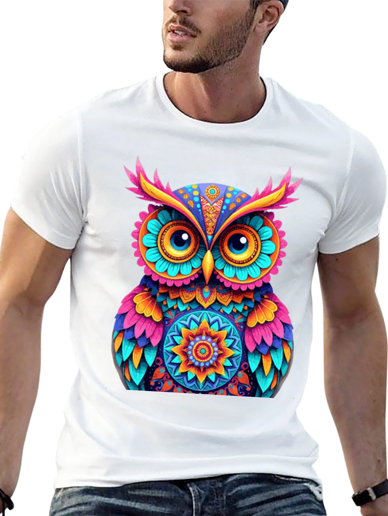 Colorful Owl Graphic T-Shirt