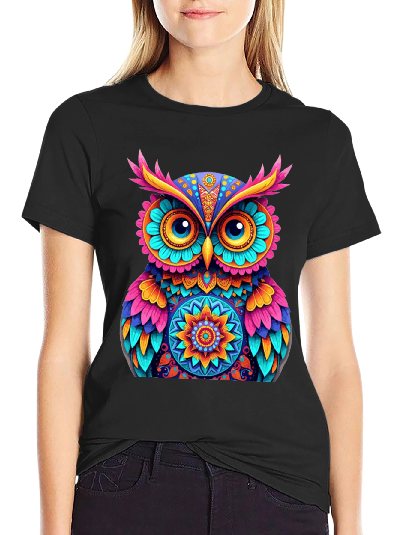 Colorful Owl Graphic T-Shirt