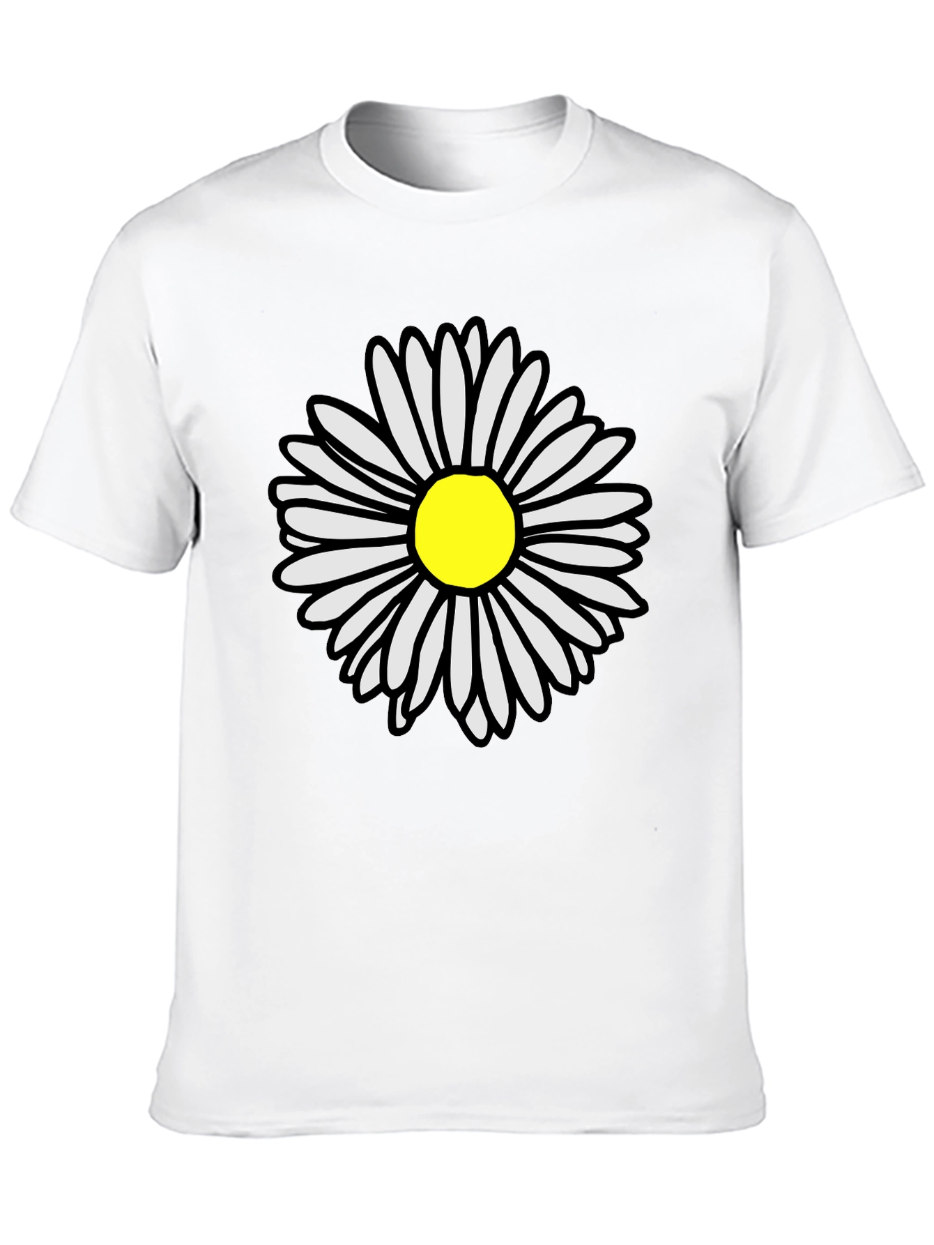 Daisy Flower Graphic Tee - Casual Black T-Shirt