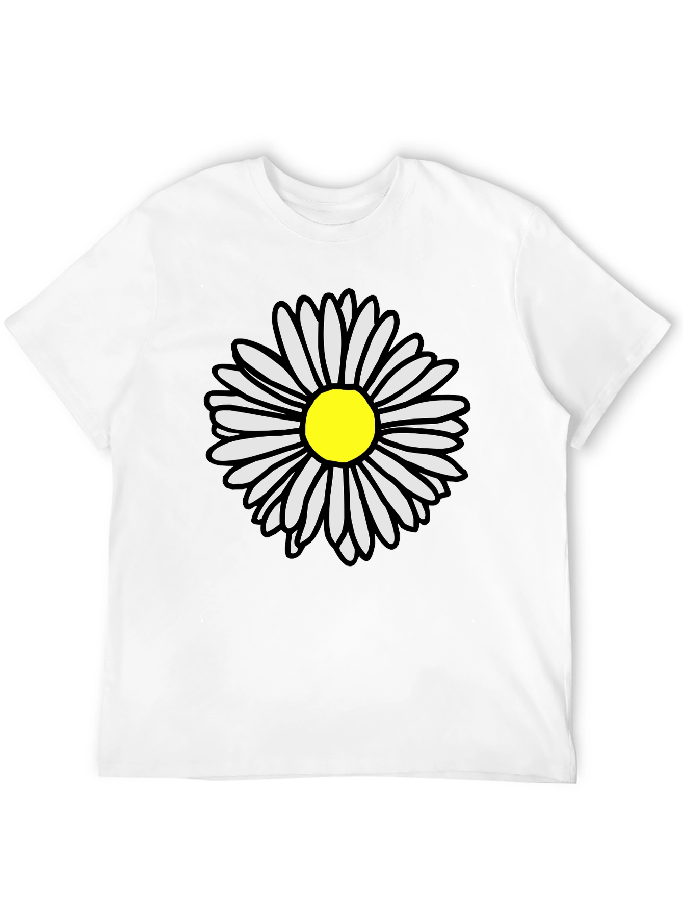 Daisy Flower Graphic Tee - Casual Black T-Shirt