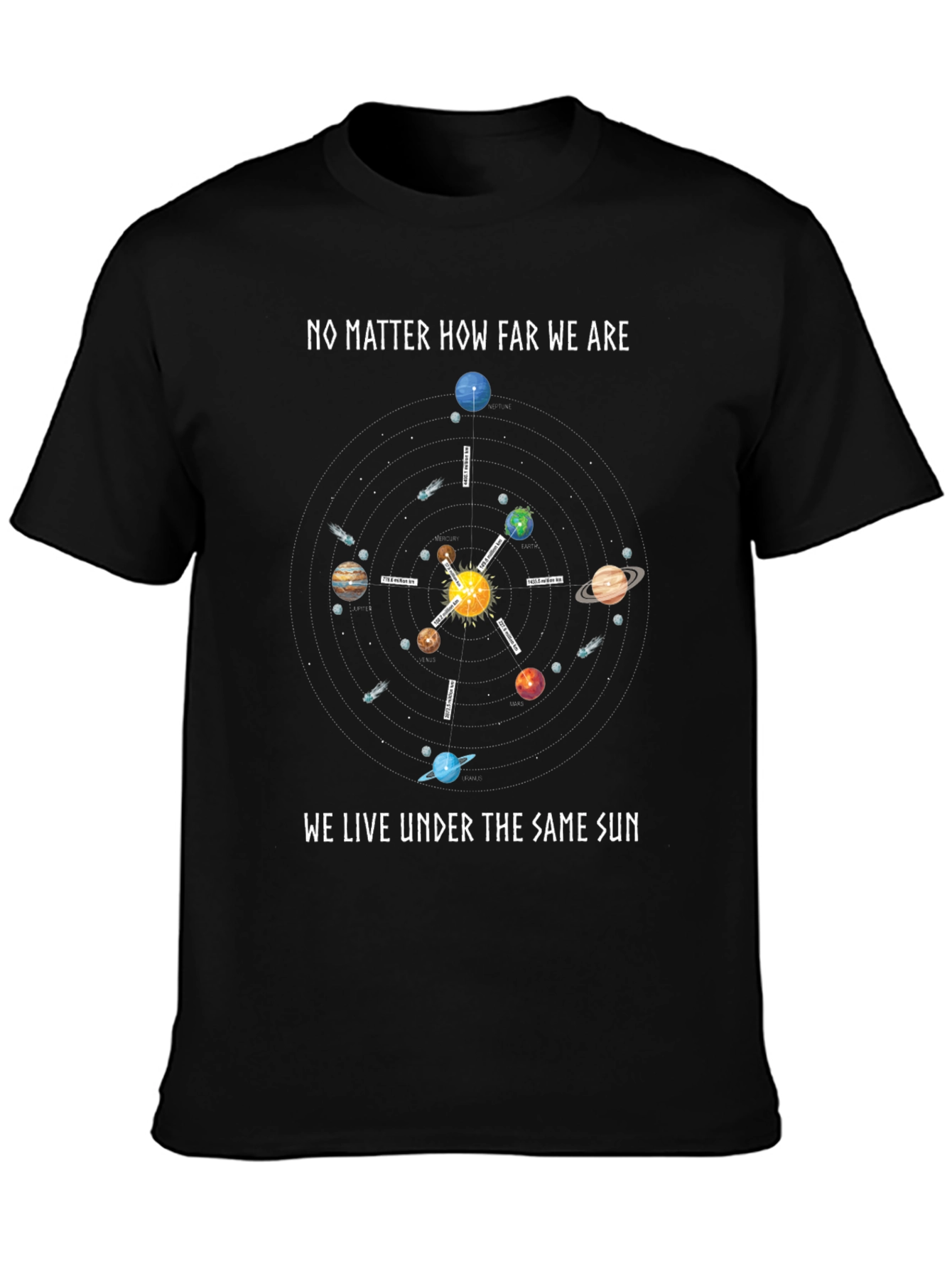 No Matter How Far We Are Solar System T-Shirt