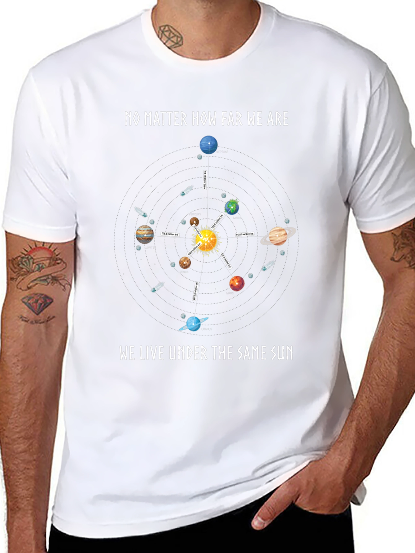 No Matter How Far We Are Solar System T-Shirt