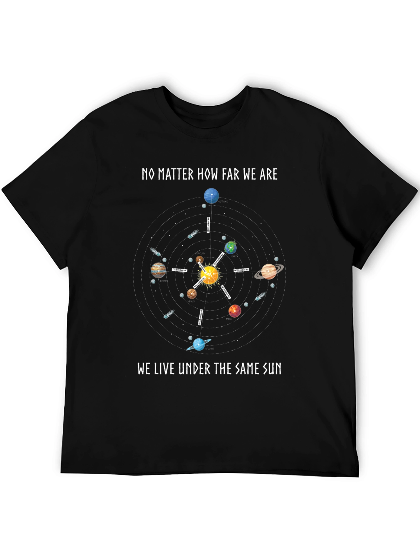 No Matter How Far We Are Solar System T-Shirt
