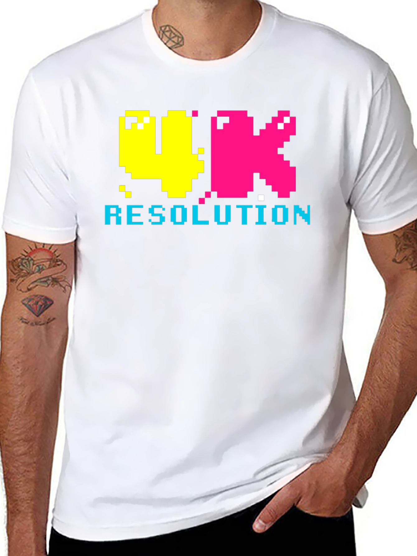 Retro 4K Resolution Pixel Art Black T-Shirt