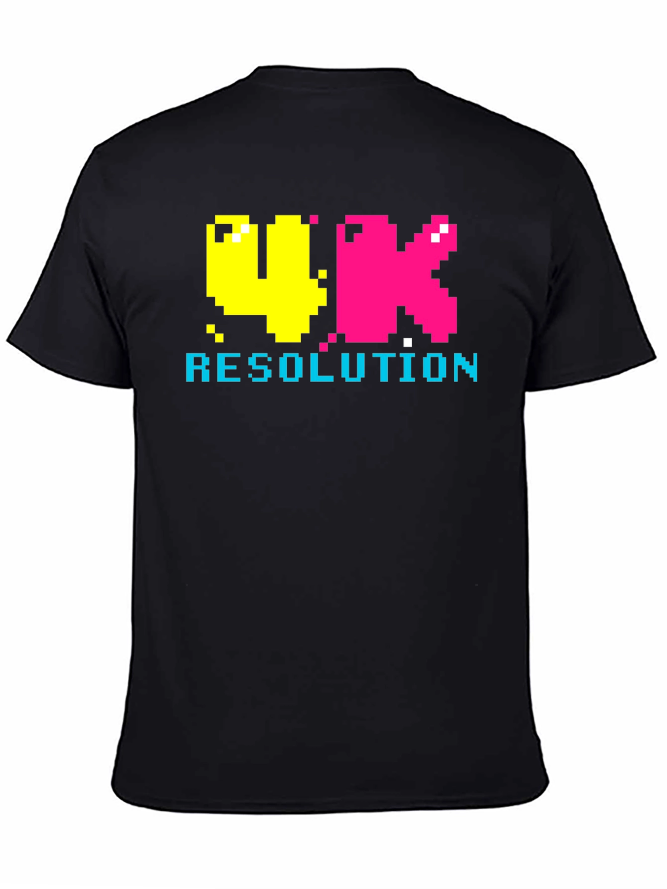 Retro 4K Resolution Pixel Art Black T-Shirt