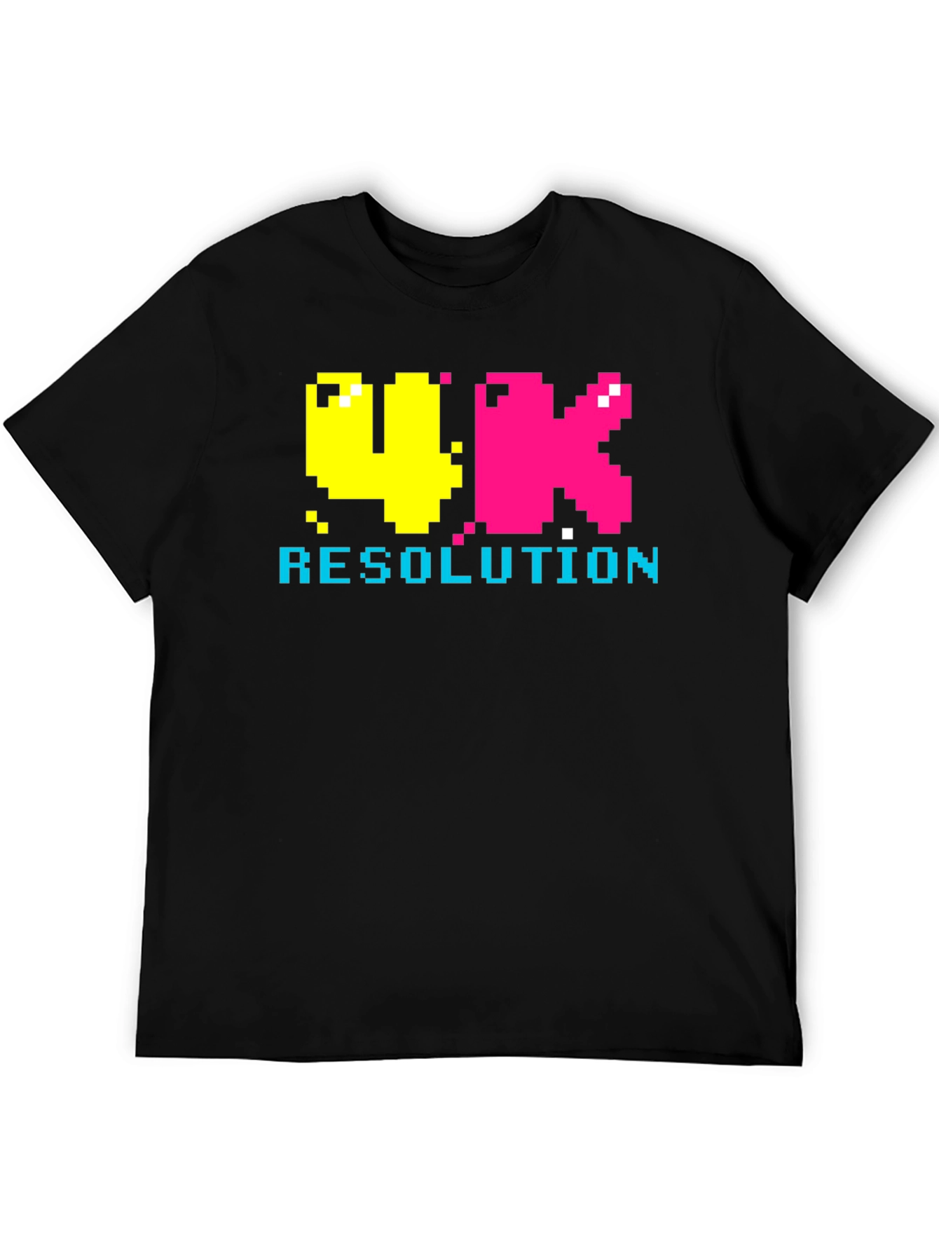 Retro 4K Resolution Pixel Art Black T-Shirt