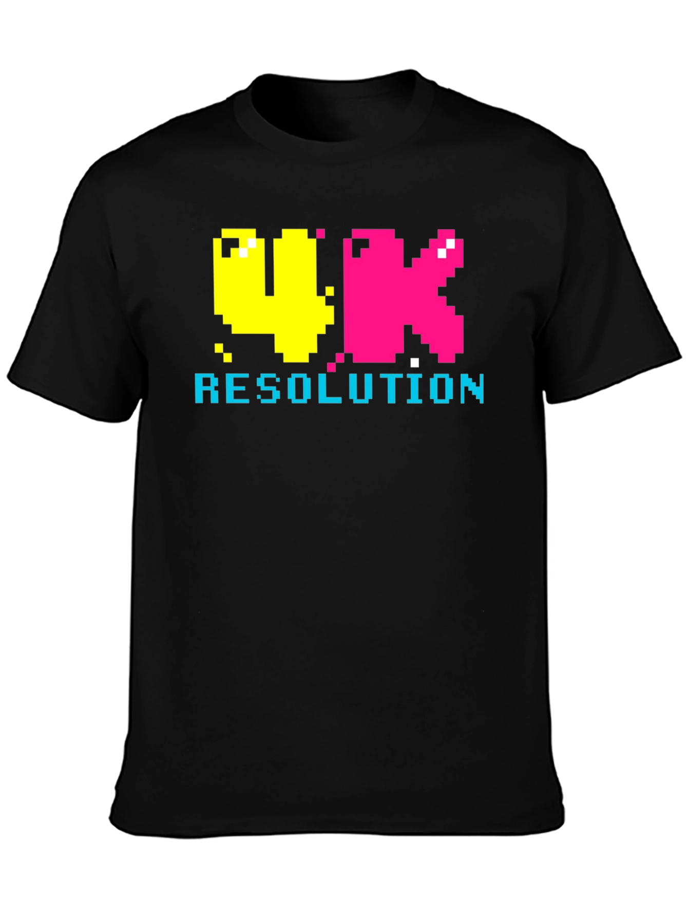 Retro 4K Resolution Pixel Art Black T-Shirt