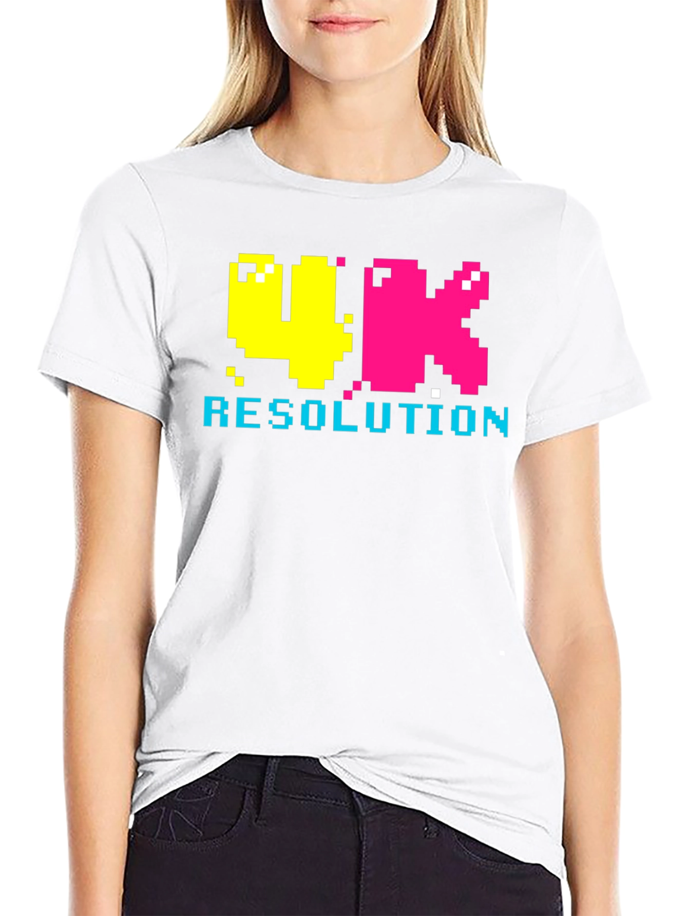 Retro 4K Resolution Pixel Art Black T-Shirt