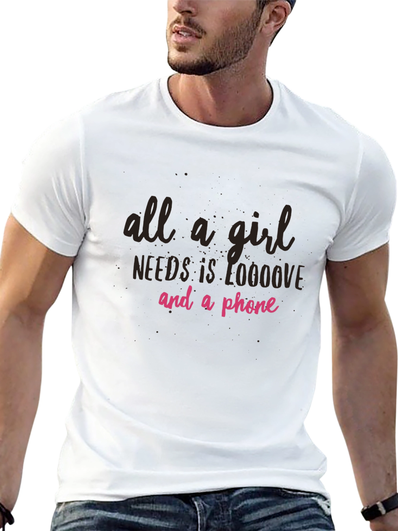 All A Girl Needs Love & Phone Black Tee