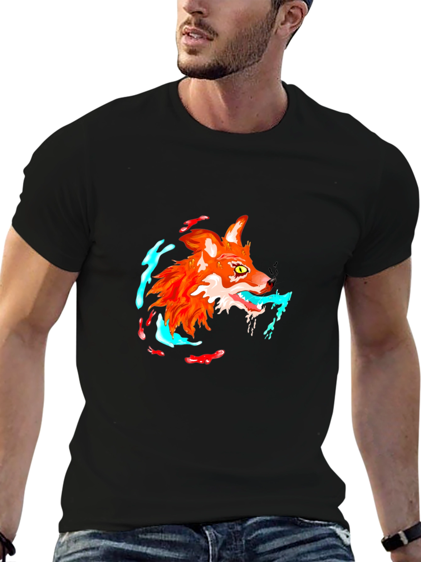 Cool Fox Graphic Black T-Shirt