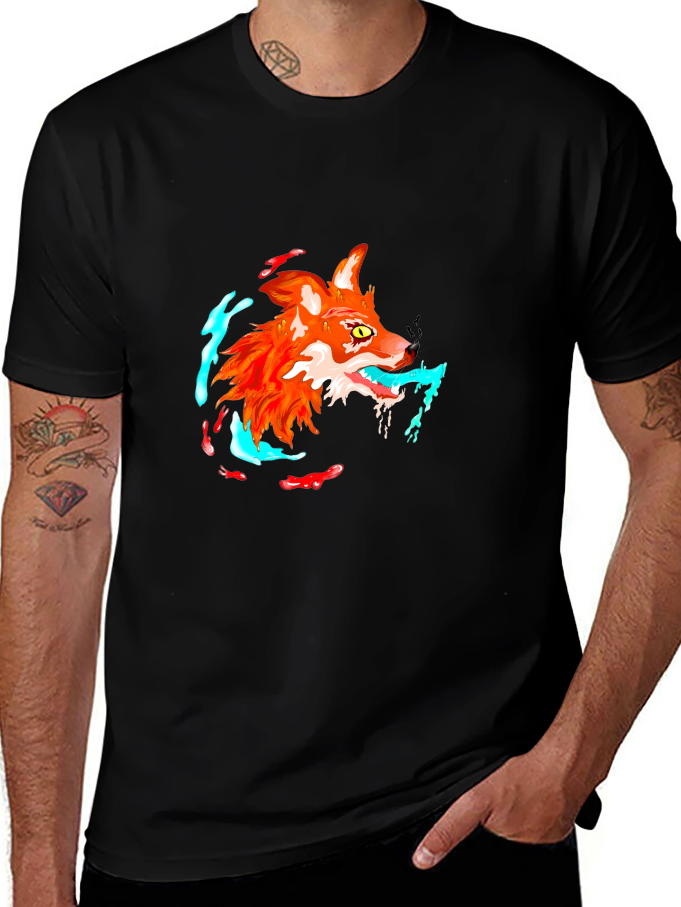 Cool Fox Graphic Black T-Shirt