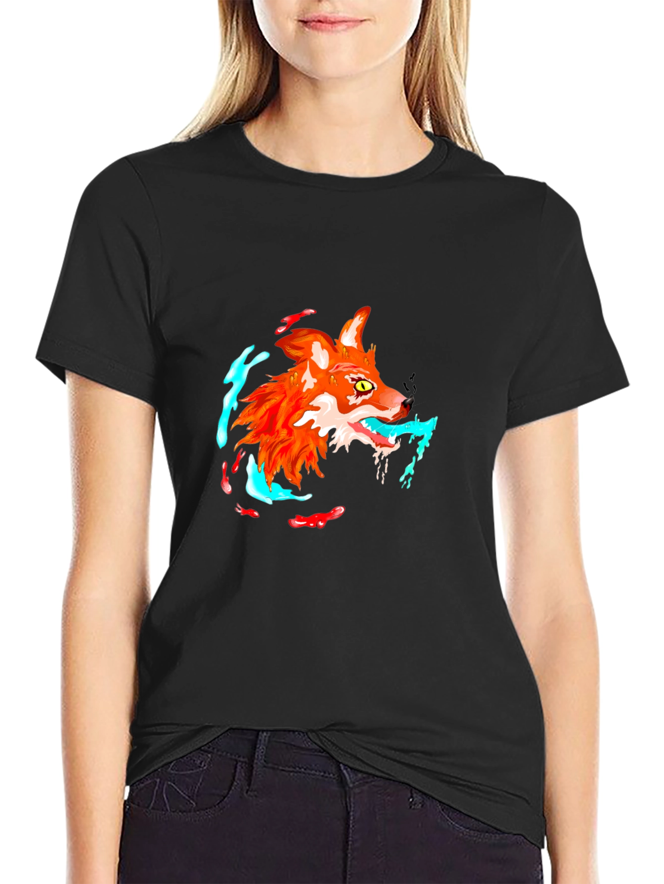 Cool Fox Graphic Black T-Shirt